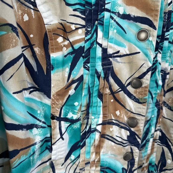 COLDWATER CREEK Jacket Womens Plus size W20 Blue Print Pockets Snaps Front - Picture 3 of 9